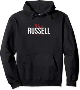 Mrs Russell est 2021 Wedding Surname Husband Wife Matching Pullover Hoodie - Derrickgarza Shop 79B0CZPHQL46