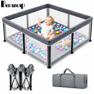 Benazcap Foldable Baby Playpen , Breathable Mesh Play Yard for Babies & Toddlers, Portable Indoor Outdoor Activity Center