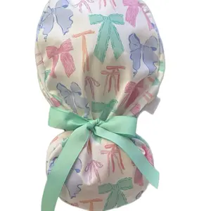 Pastel bows scrub caps