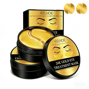 [Buy 1 Get 1 Free] 24k Gold Eye Patches - Firming, Glowing & Hydrating Hydrogel Mask for Puffy Eyes, Dark Circles, Wrinkles, Fine Lines, Eye Bags Treatment, Korean Skincare Gifts for Women and Men, 60Pcs