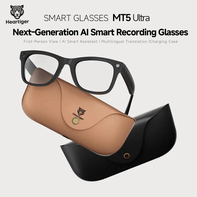 Heartiger Advanced AI Wearable Smart Glasses - AI Assistant, Real-Time Translation, 1080p HD Digital Camera, First-Person View, Bluetooth, 300mAh, Casual Metal Modern Design for Futuristic Lifestyle, Outdoor Activities