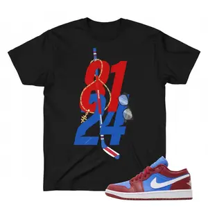 AJ1 Low Reverse Match T-Shirt – Black – Heated Rivalry "81 and 24" Legacy Graphic Tee