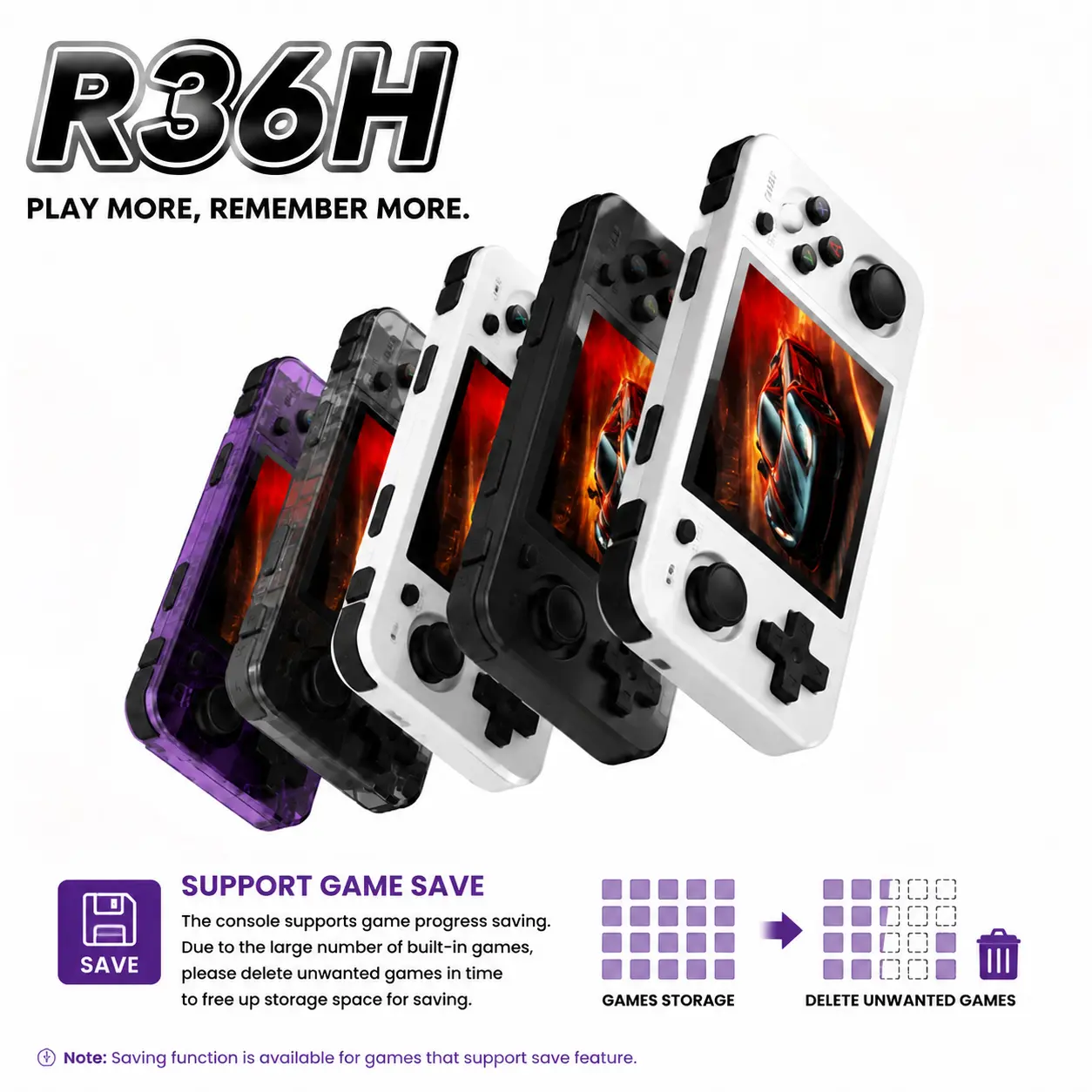 R36H Handheld Retro Gaming Console - 3.5-inch IPS Screen, 64GB/128GB Storage, Built-in 20,000 Games & 10-Emulator Set, Open-Source Linux System, Rechargeable Battery, Compact Retro Look, Portable Pocket-Sized Device with USB Port
