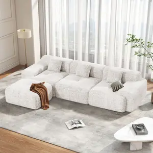 122" Modern L Shaped Modular Sectional Sofa, Boneless Couches for Living Room with Ottoman,4 Seater Convertible Chenille Cloud Couch Sofa Set, No Assembly Required
