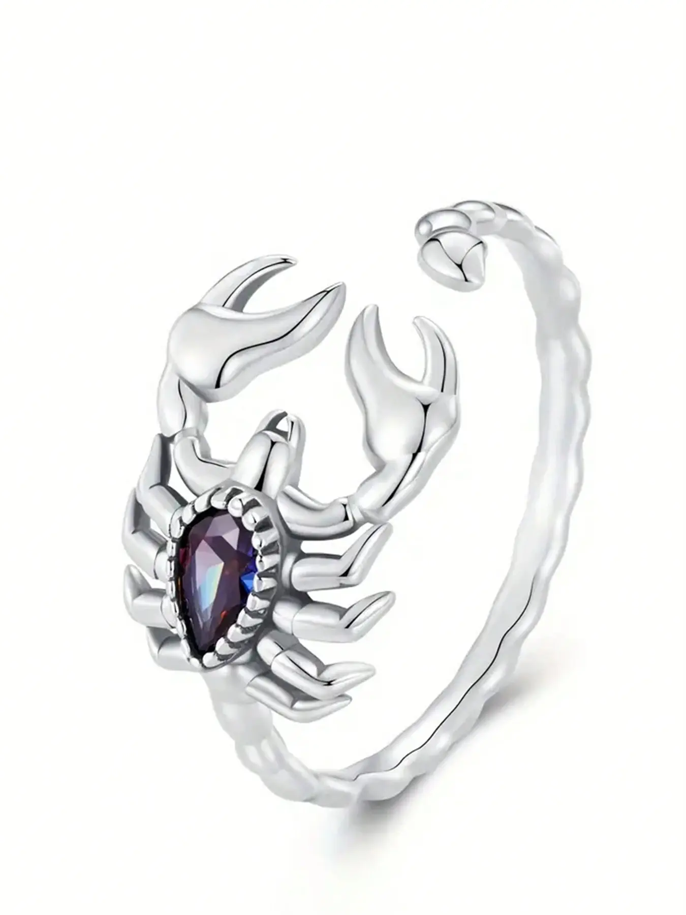 Fashionable Artificial Zircon Scorpion Ring for Women, Punk Style Ring, Halloween Party Jewelry Gift, Copper Chain Style, All Seasons Wear