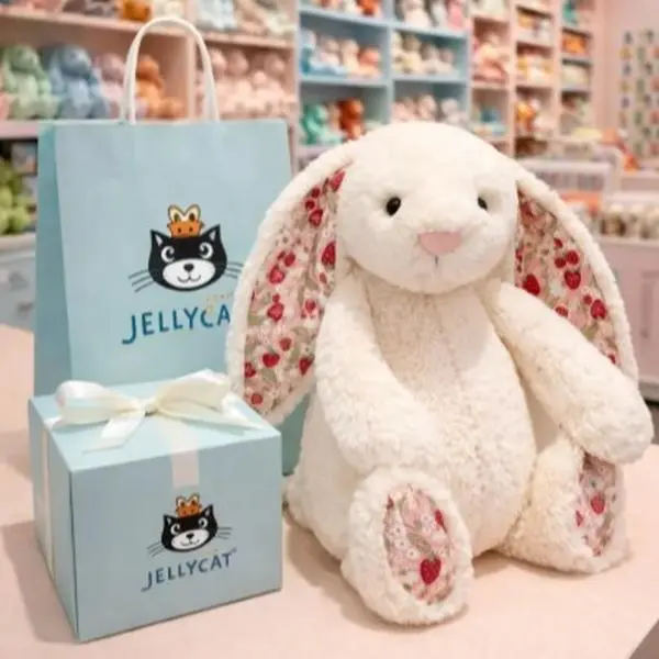 Jellycat Blossom Bunny Stuffed Animal, Floral Ear Pink Rabbit Plush Toy, Ultra Soft Cuddly Gift for Baby, Kids, Bunny Lovers & Collectors, Keychains