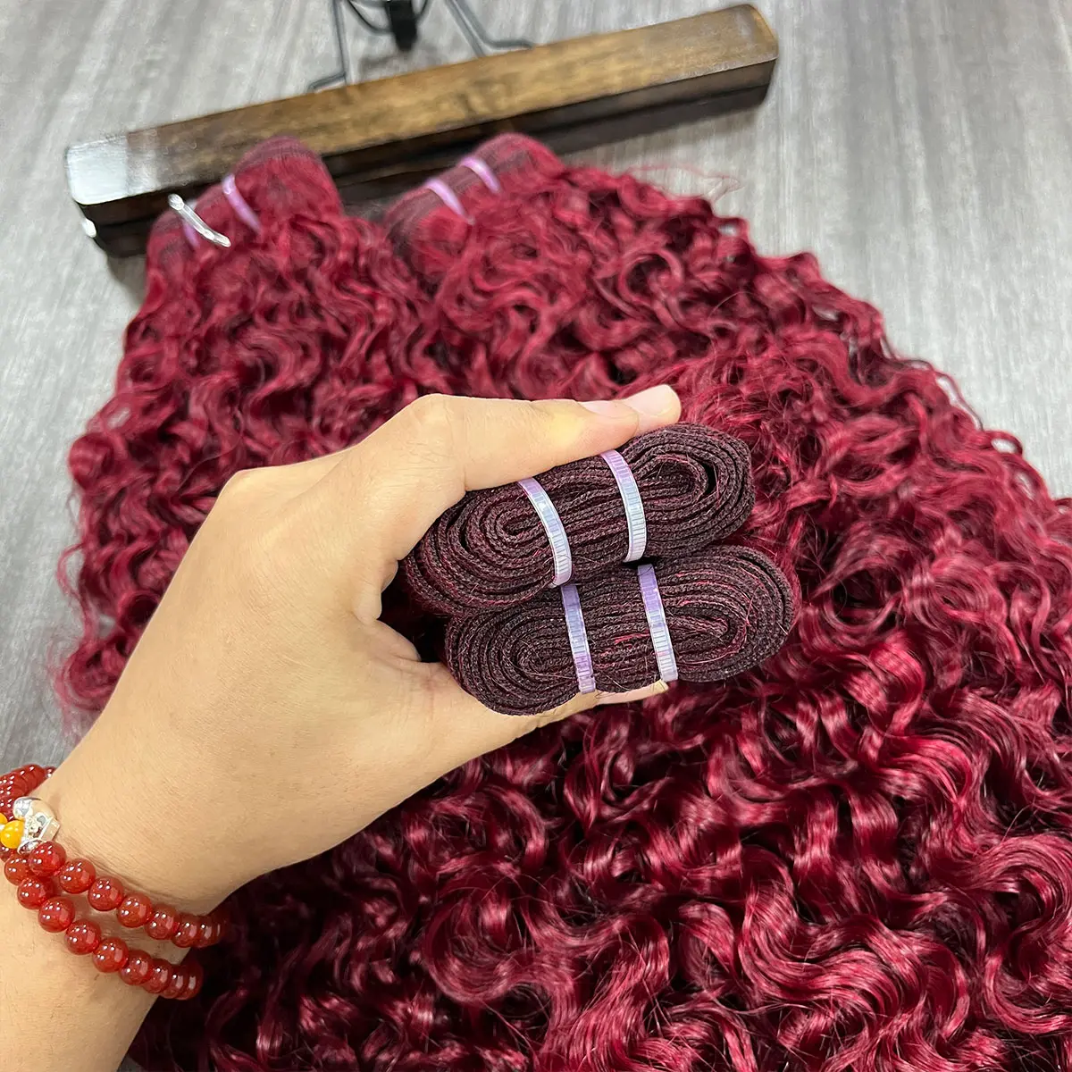 99J Burmese Pixie Curly Humaan Bundles With Spiral Curly Ends Bele Hair 12A Grade Remy Human Hair Weave Bundles Extension #99 Colored Hair Bundles 100% Real Human Hair 95-105g Per Bundle Wholesale 3/4 Bundles Deal