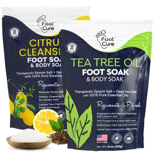 Foot Cure Tea Tree and Citrus Foot Soak with Epsom Salt – 16 oz Pack of 2