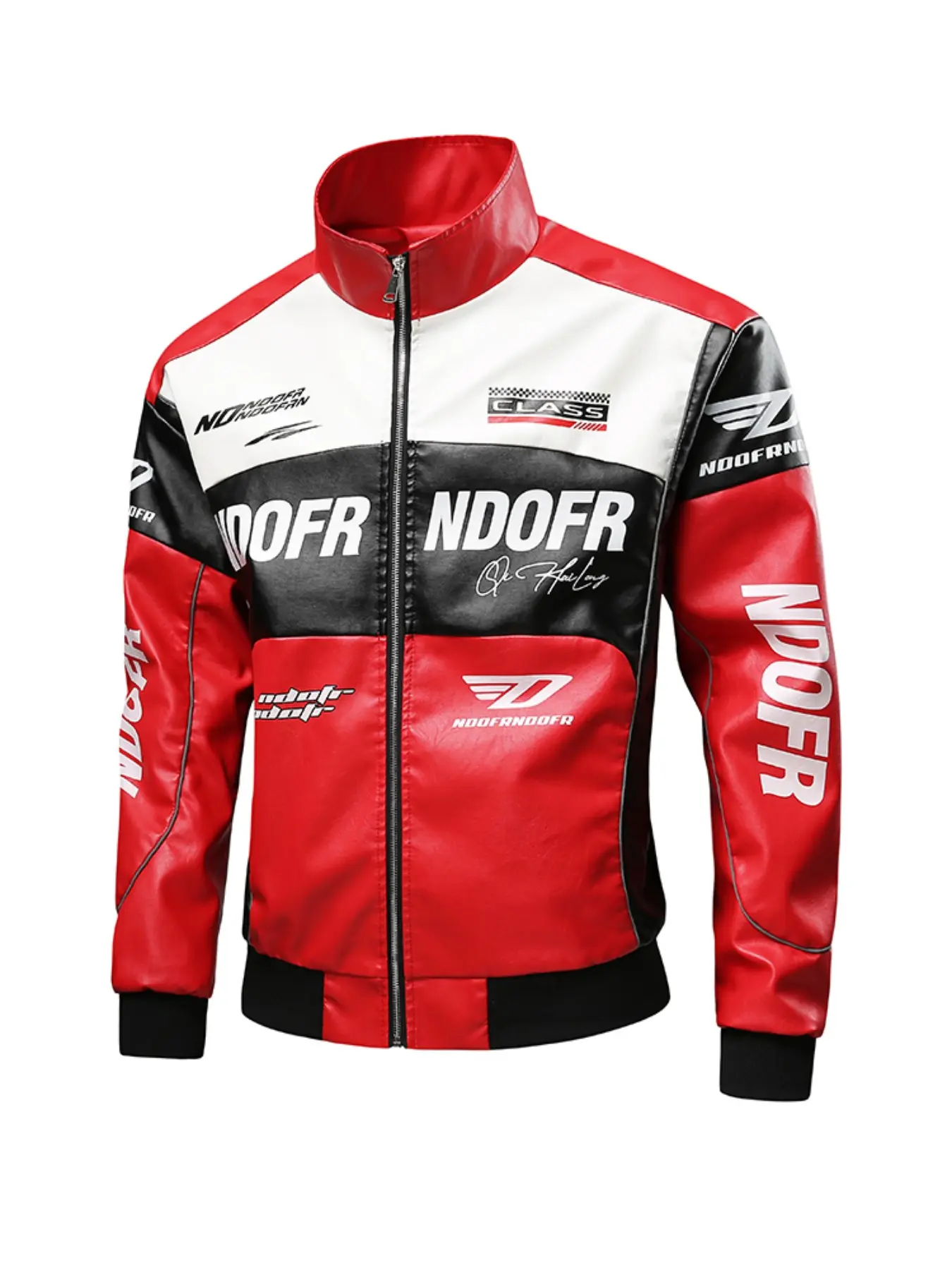 Men's Spring Fall New Stylish Motorcycle Racing Jacket, Long Sleeve Loose Fit All over Print, Sporty Trendy Outerwear