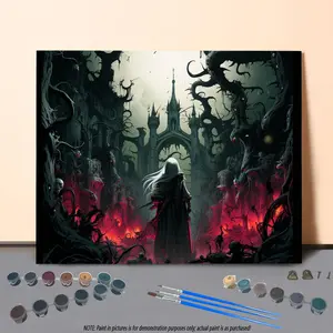 Castle Themed Painting By Numbers Kit, 1 Set DIY Paint By Numbers Kit, Wall Art Halloween Decoration for Home Living Room Bedroom