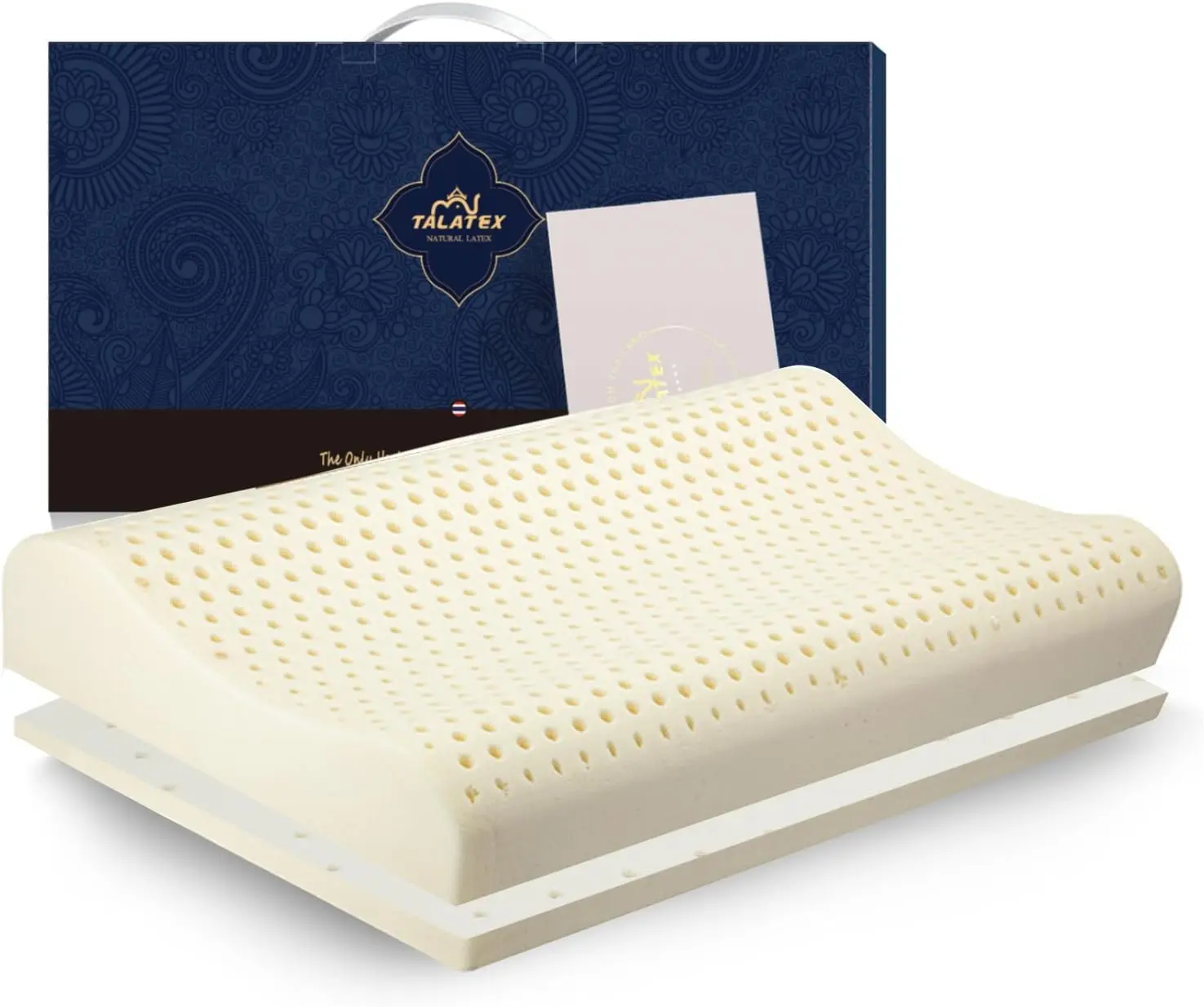 Talatex Adjustable Natural Latex Pillow - Orthopedic Style, Ergonomic Support, Tencel Silk Cover, Neck Support Solutions, Medium Firm, Standard Size for All Sleepers
