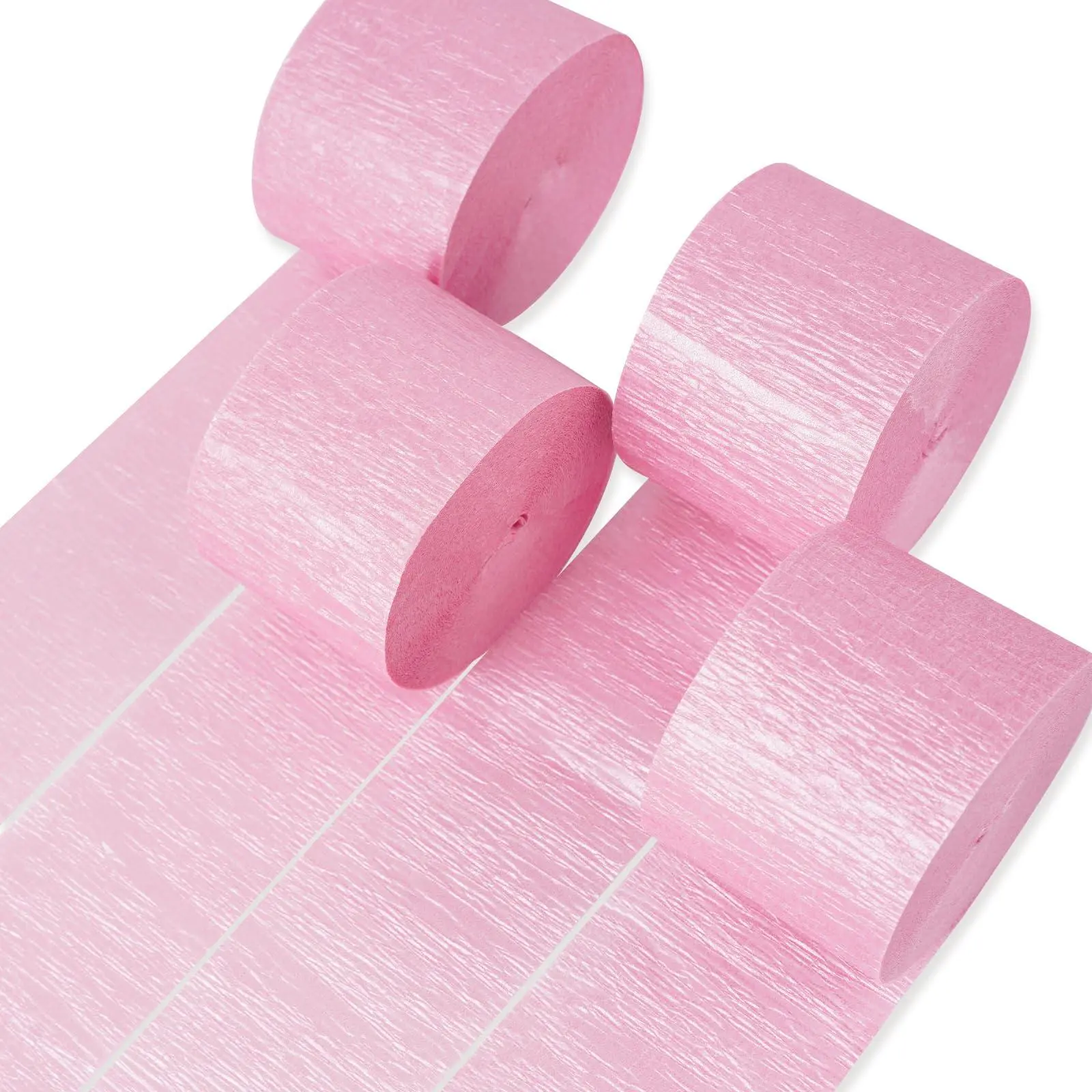 PartyWoo Pink Crepe Paper Streamers Set, 4pcs 1.8 in x 82 ft (82 ft/roll) Decorative Streamers for Birthday, Wedding, Baby Shower Party Door Decorations