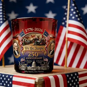 American Independence Day themed glass cup, 250th anniversary of the founding of the United States whiskey glass