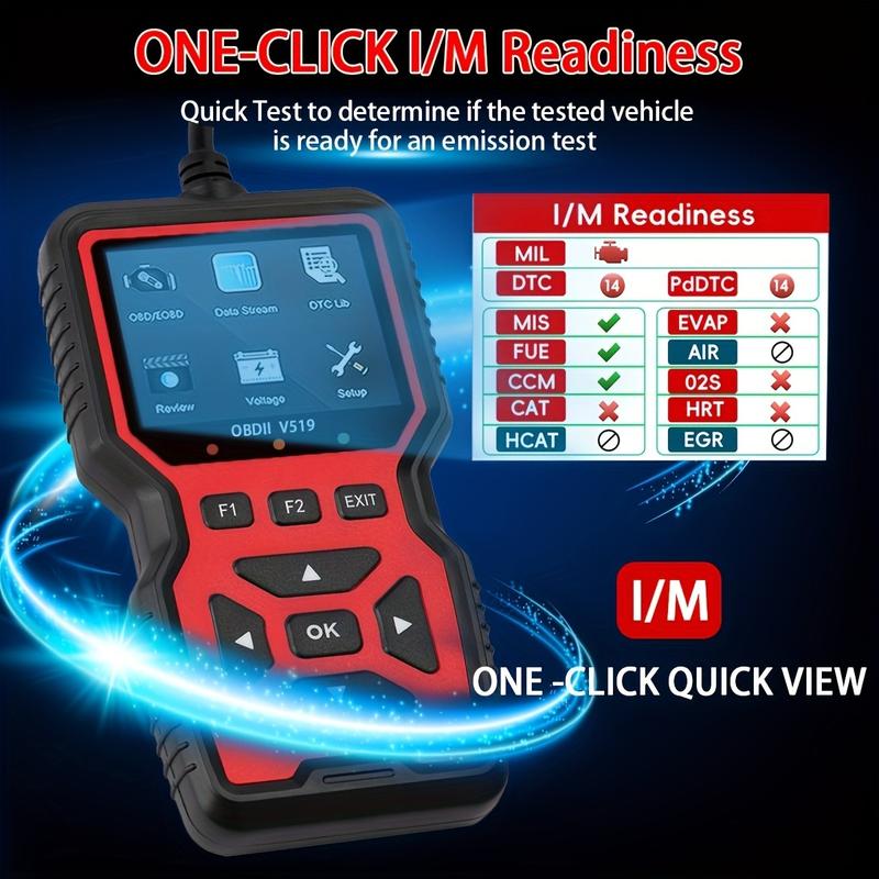 V519 Car OBD2 Scanner Diagnostic Tool Code Reader with Real-Time Battery Voltage Testing & Engine Fault Code Scanner for Professional Diagnosis