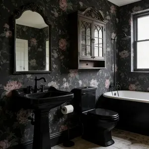 Rose Background Vintage Floral Self-Adhesive Wallpaper 44cmx300cm, Washable Seamless Decor for Living Room Bedroom Bathroom