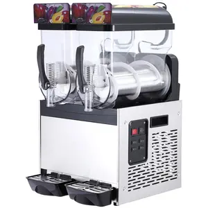 Commercial Slushie Machine – 15L x 2 Dual Tank, 700W, Stainless Steel, Self-Cleaning, High-Speed Frozen Drink Maker for Margaritas, Cocktails, Coffee