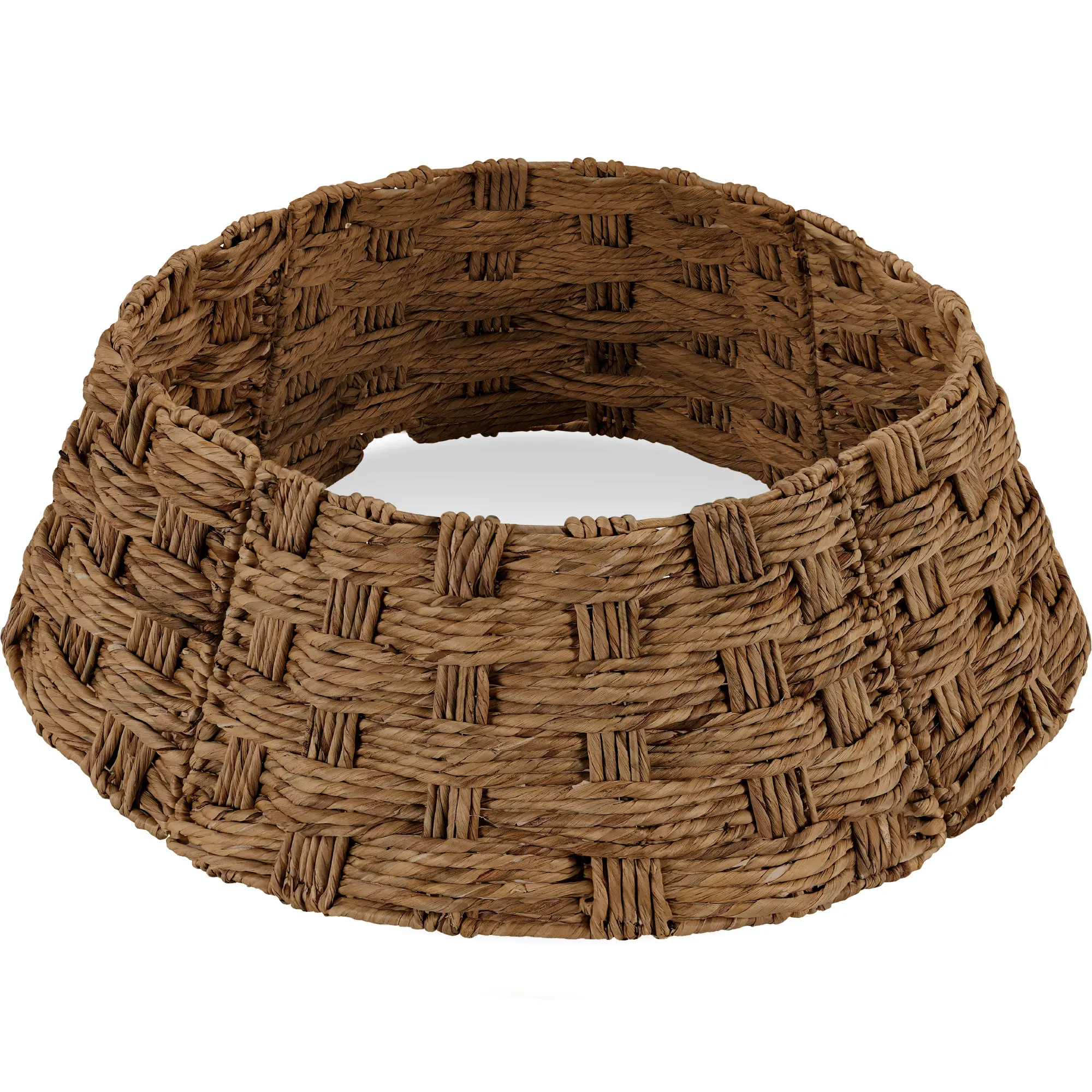Best Choice Products 42in Basket Woven Hyacinth Christmas Tree Collar, Tree Skirt Accessory w/ Cord Cut-Out