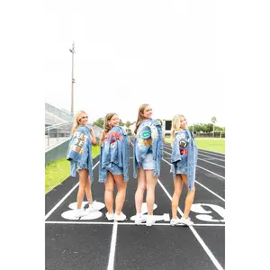 Custom Denim Jacket - Women's Casual Coat with Crewneck, Comfortable Fit, Available in Various Colors, Ideal for Outdoor Wear