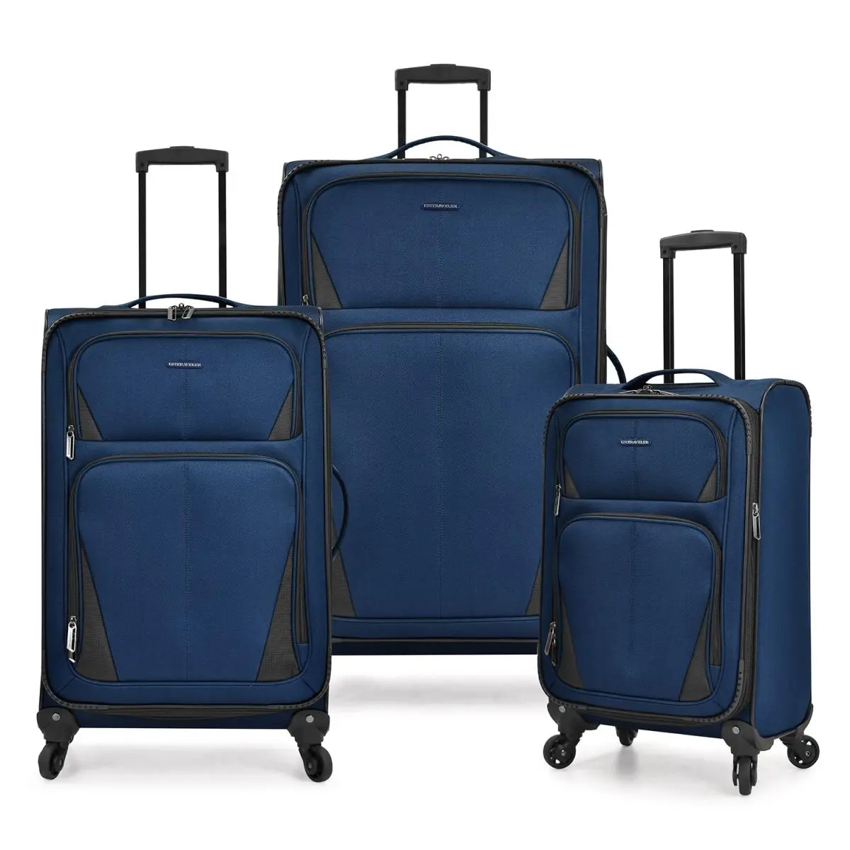 U.S Traveler US08125N 3-Piece In-Line Spinner Luggage Sets - Navy Aviron Bay Expandable Soft Side Luggage Set with 23, 27 & 31 in. Wheels, Soft Side Luggage Sets