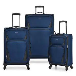 U.S Traveler US08125N 3-Piece Aviron Bay Expandable Softside Spinner Luggage Set - Navy, 23/27/31in - International Travel Portable Combo Carry-On Compartments Multifunctional Large Compartments Luggage Set, Compartments Luggage Sets