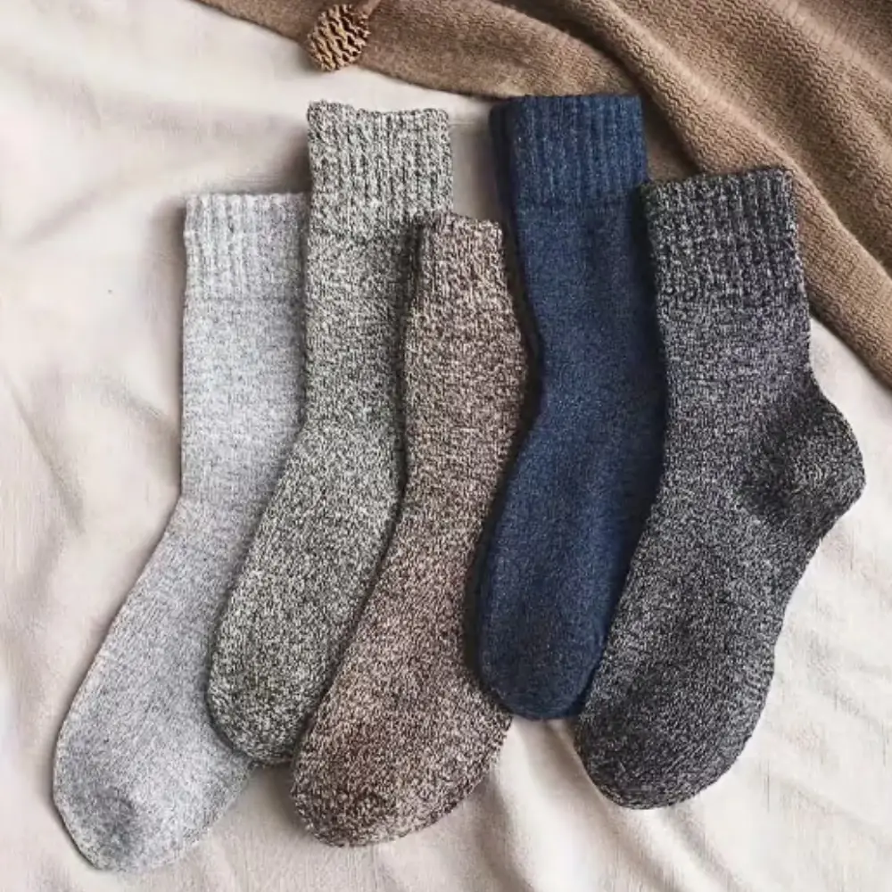 5 Pairs Wool Socks Mens, Thick Warm Winter Socks, Hiking Socks