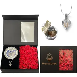 Gift For Mom Grandma Mothers Day Roses Flowers With Blind Box Pearl Necklace For Valentine's Gift For her, Girlfreind, Wife, Women, Artificial Flower For Delivery, Birthday Gifts for Her Black