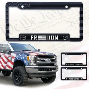 American Flag License Plate Frame with Domecal Message Black on Matte Black 4 Option Available Car Accessories for Truck and Vehicle Replacement