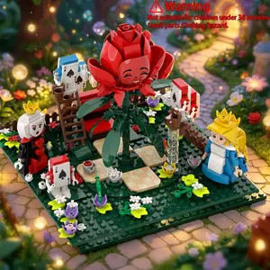 Wonderland Fairy Tale Rose Garden Building Block Set,Queen&Princess Fantasy Scene Display Model，Creative DIY Gift for Home Decor