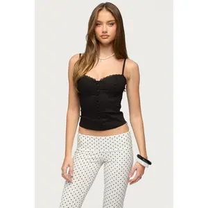 Helenna Button Front Lace Up Top