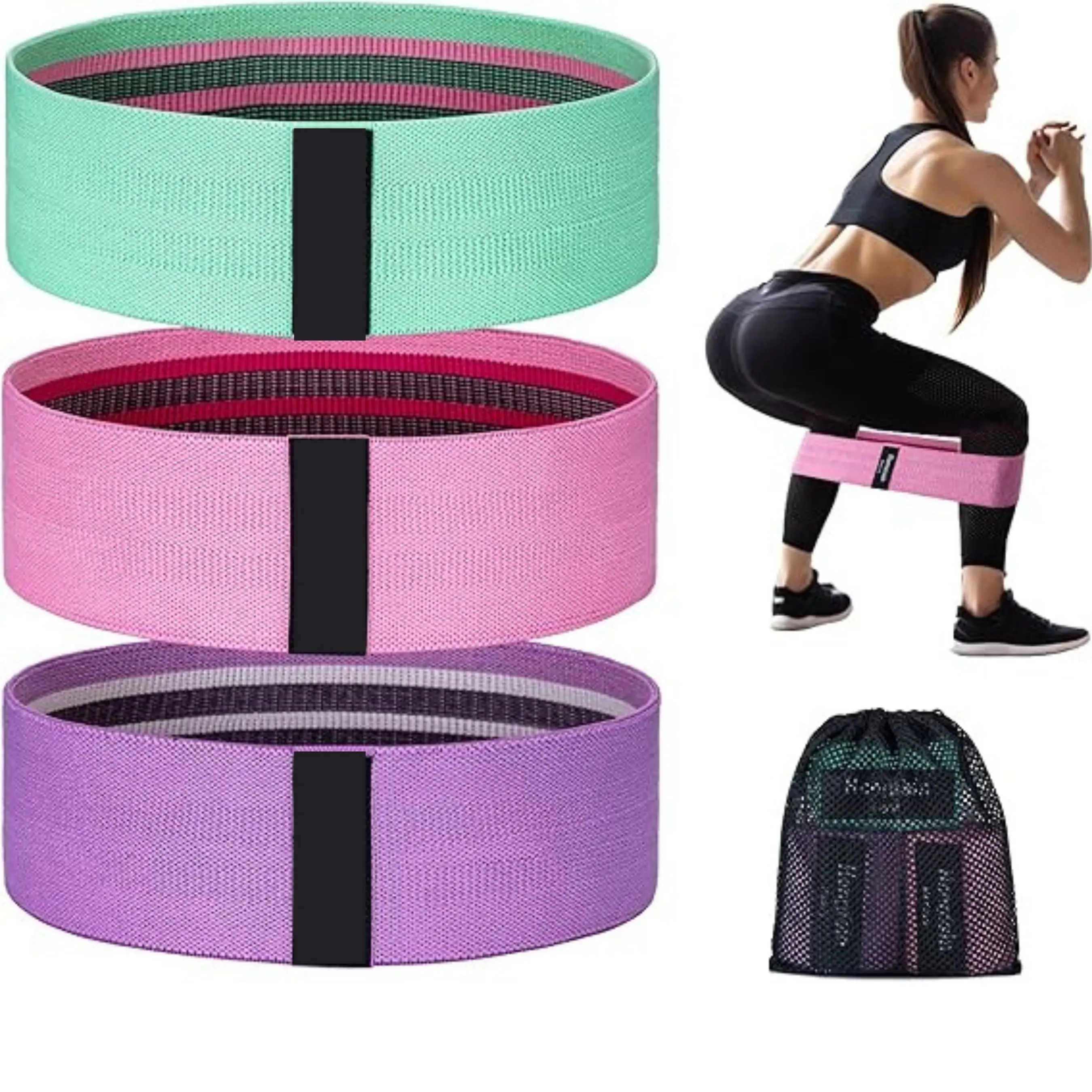 3 Resistance Bands Set –  Levels Exercise Bands for Men & Women, Ideal for Home Workouts, Gym, Yoga, Pilates, and Leg & Glute Training