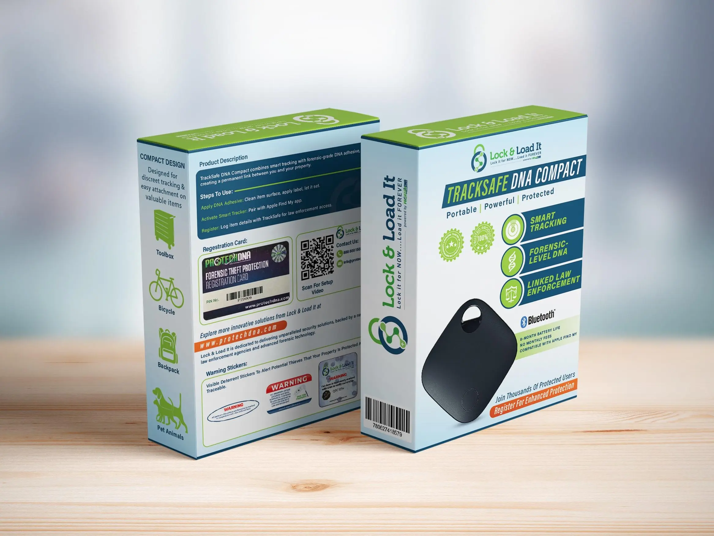 TrackSafe Smart Tracker + DNA Theft Protection Kit | No Subscription | Works with iOS | Anti-Theft Security System