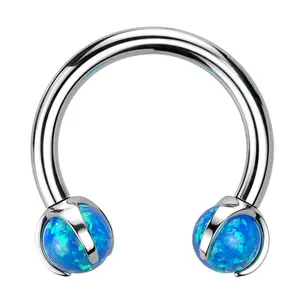 Claw Blue Opalite Titanium Internally Threaded Circular Barbell