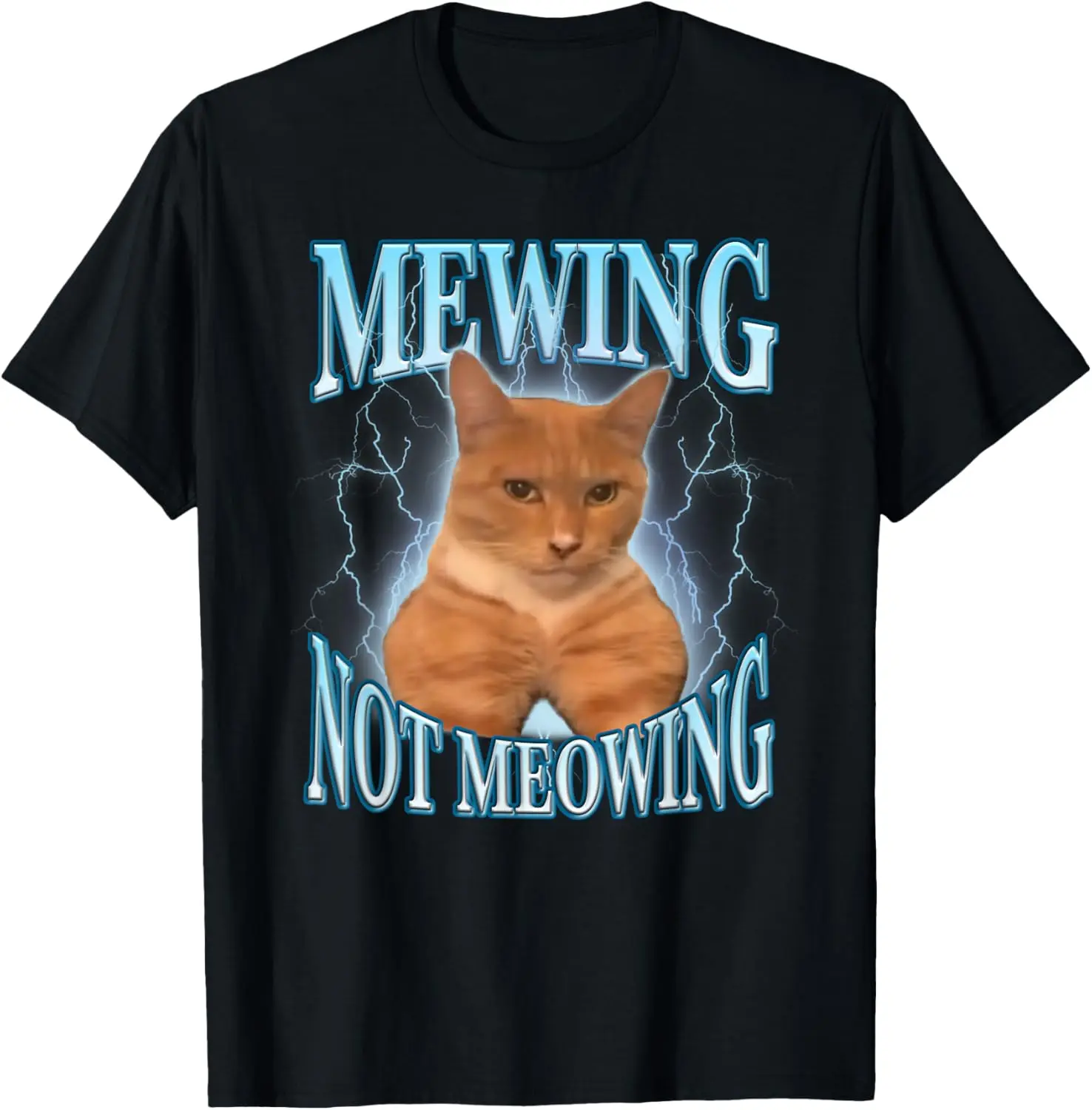 Funny Cat Meme Mewing LooksMax Meowing cat Trend T-Shirt Pure Cotton Graphic Tees: Unisex Gifts for Men Menswear Soft