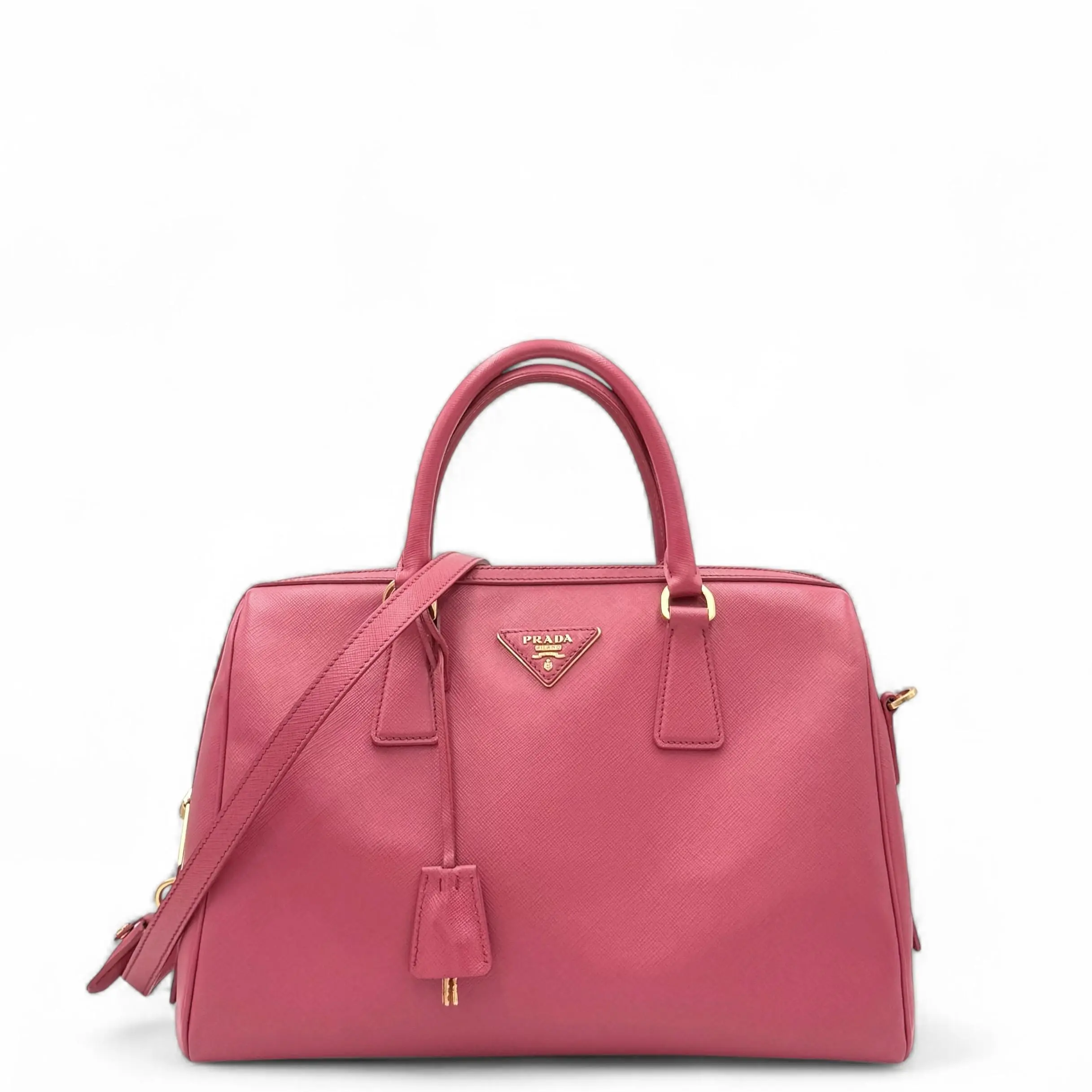 Pre-owned PRADA Leather tote bags Two Way Bag Saffiano Calfskin Fuchsia (yy1029o3)