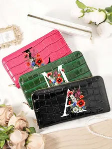 Women's Elegant Floral Embossed Long Wallet, Fashionable Multi Card Slot Function Wallet, Elegant Folding Wallet for Women, with Card Slot and Zipper Pocket