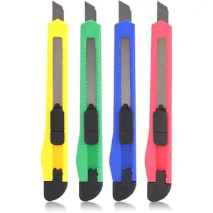 4 Pack Box Cutter Utility Knife, Mini Box Cutters Retractable Opener, Professional Razor Blade Knives, Small Snap Off Paper Knife