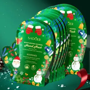 5 Pairs of Christmas Nicotinamide Hand Masks – Deep Moisturizing and Nourishing for Soft, Smooth Hands, Festive Design with Santa Hats and Snowflakes, Unisex Holiday Gift, Fun Packaging, Enriched with Nicotinamide, Hand Mask Gloves, Hand Care Product