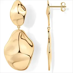 14K Gold Plated Teardrop Dangle Earrings | Hypoallergenic Statement Earrings with 925 Sterling Silver Posts