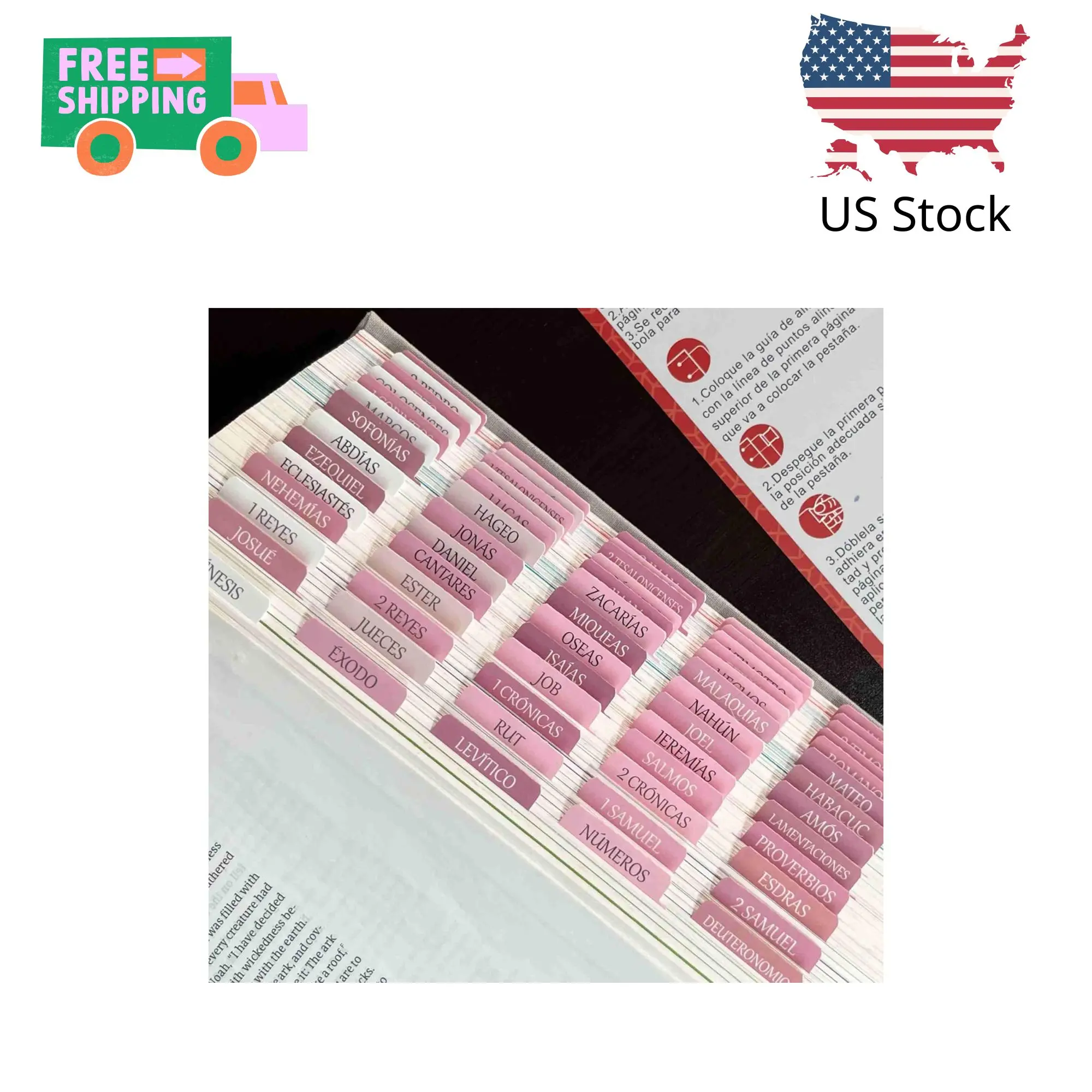 Spanish Laminated Bible Tabs  (Spanish Pink)
