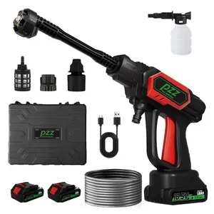 PZZ Cordless Pressure Washer 1000 PSI Portable Power Washer with 2pcs Battery & USB-C Charging Cable, 6-in-1 Nozzle and 17FT Hose, Handheld Power Washer for Home, Garden and Car Cleaning