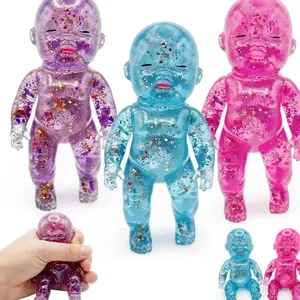 3pcs Jumbo Baby Squishy Sparkly Squishies for Stretching & Squeezing, Non-Toxic Sensory Fidget Toy for Stress Relief, Pink/Purple/Blue,Stress Relief Sensory Fidget Toys forKids & Adults