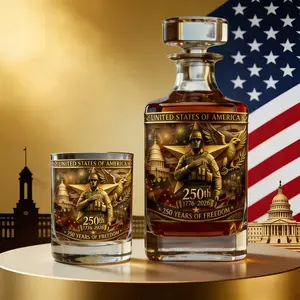 250th Anniversary Whiskey Glass Bottle Set New Glass Bottle of the United States