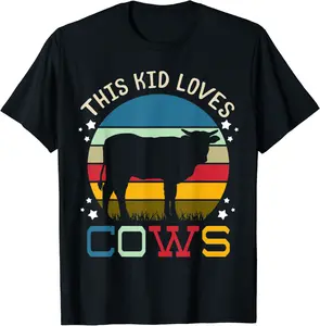 Cow Cattle Farm Livestock Holstein Friesian Girl Vintage Boy T-Shirt - Arelyalfar Shop 95B08XPTK5HY