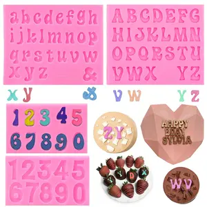 4/3 Pack Letter Molds for Chocolate Covered Strawberries,Uppercase Lowercase Alphabet Number Mold for Making Candy,Gummy,Biscuit,Ice Cube Tray,Cake Decor,Christmas Party Gifts,Hand Tools Kits,Summervibes