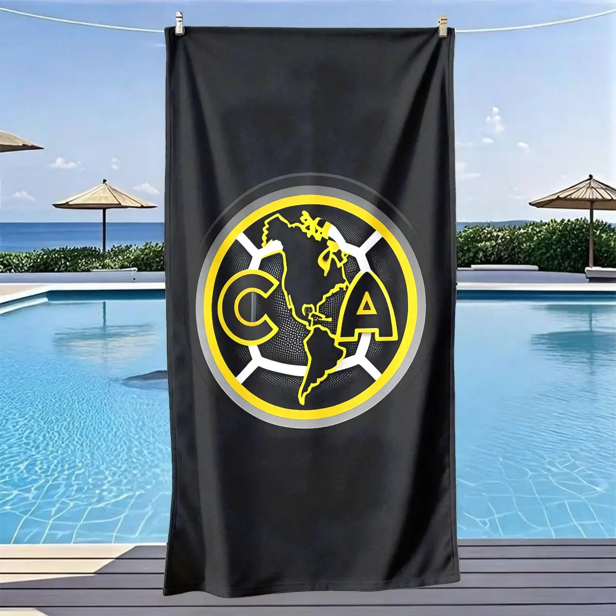 Club América Logo Beach Towel, Quick Dry Absorbent, Quick Drying Towel, Ultra Soft Polyester, Versatile for Yoga, Travel, Swimming and Camping, Large Size and Swim Towels