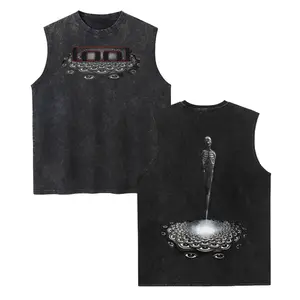 Unisex TOOL Vintage Washed Vest, Retro Print Sleeveless Shirt, Casual Regular Fit, Perfect Boyfriend Gift