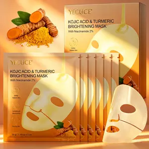 Yecuce Turmeric Collagen Mask 6 Sheets, Niacinamide Hyaluronic Acid Moisture Essence, Brighten & Firm Skin, Ideal for Dry & Dull Skin