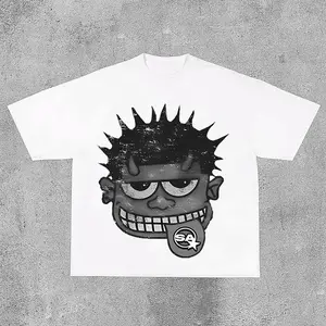 Monster Grey Black Cropped Crewneck T Shirt, Unisex Cotton Graphic Shirts