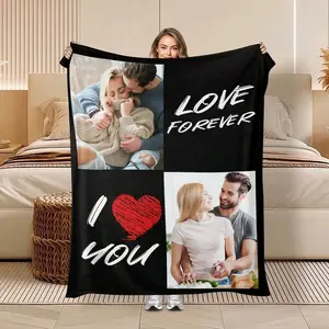 Customized Blankets & Flannel Personalized Photo And Text/Name Blankets,  Blankets Suitable For Ideal Gifts For Her, Him, Family, Couple, Father, Family, Mother, Lover,  Anniversary, Mother's Day, Father's Day, Wedding, Sofa,Bed,Car,Bedroom,Living Room
