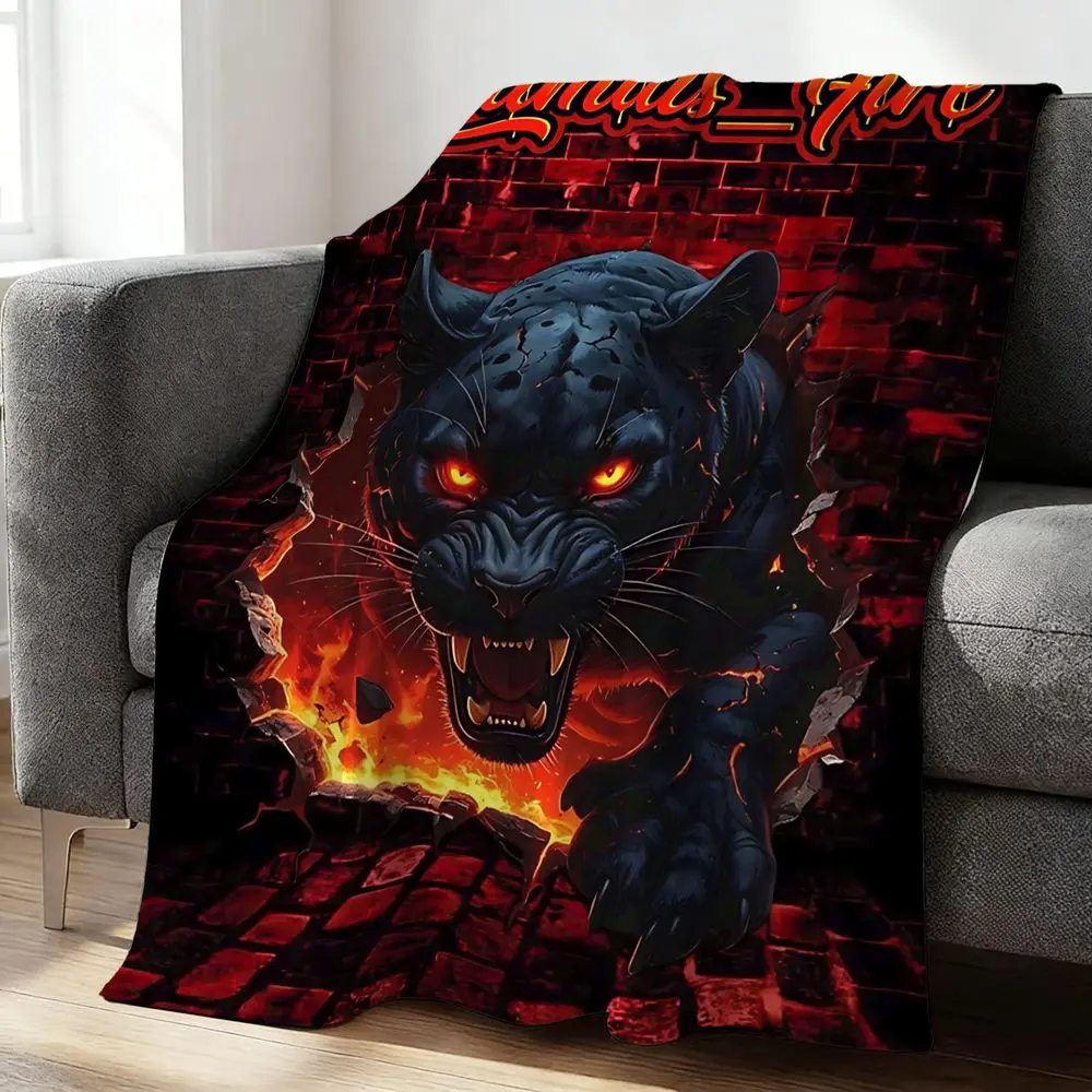 Dynamic Flammable Black Panther Blanket, Fierce and Bold Decorative Flannel Throw Blanket, Ideal for Home Décor, Cozy Camping Essentials, Office Warmth, Perfect Gift for Panther Lovers!